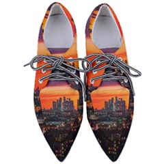 Downtown Skyline Sunset Buildings Pointed Oxford Shoes by Ravend