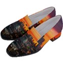 Downtown Skyline Sunset Buildings Women s Chunky Heel Loafers View2