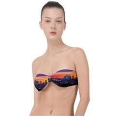 Downtown Skyline Sunset Buildings Classic Bandeau Bikini Top  by Ravend