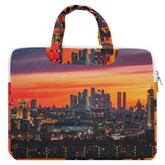 Downtown Skyline Sunset Buildings Macbook Pro 16  Double Pocket Laptop Bag  by Ravend