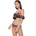 Downtown Skyline Sunset Buildings Ruffle Edge Tie Up Bikini Set	 View2