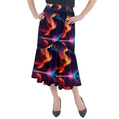 Mountain Color Colorful Love Art Midi Mermaid Skirt by Ravend