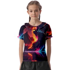 Mountain Color Colorful Love Art Kids  Frill Chiffon Blouse by Ravend