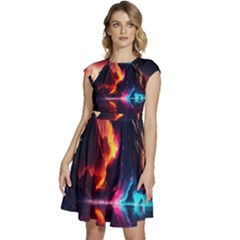 Mountain Color Colorful Love Art Cap Sleeve High Waist Dress by Ravend