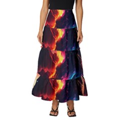 Mountain Color Colorful Love Art Tiered Ruffle Maxi Skirt