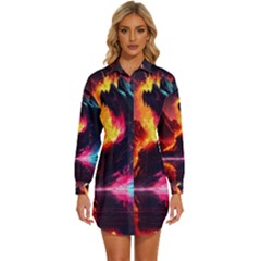 Mountain Color Colorful Love Art Womens Long Sleeve Shirt Dress