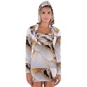 Marble Stone Abstract Gold White Long Sleeve Hooded T-shirt View1