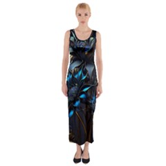 Flower Metal Flowers Sculpture Fitted Maxi Dress by Ravend