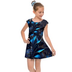 Flower Metal Flowers Sculpture Kids  Cap Sleeve Dress by Ravend