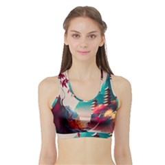 Asia Japan Pagoda Colorful Vintage Sports Bra With Border by Ravend