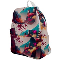 Asia Japan Pagoda Colorful Vintage Top Flap Backpack by Ravend