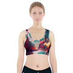 Asia Japan Pagoda Colorful Vintage Sports Bra With Pocket by Ravend