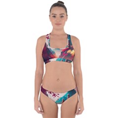 Asia Japan Pagoda Colorful Vintage Cross Back Hipster Bikini Set by Ravend