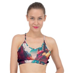 Asia Japan Pagoda Colorful Vintage Basic Training Sports Bra by Ravend