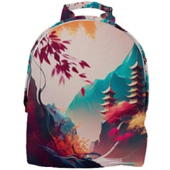 Asia Japan Pagoda Colorful Vintage Mini Full Print Backpack by Ravend