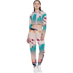 Asia Japan Pagoda Colorful Vintage Cropped Zip Up Lounge Set by Ravend