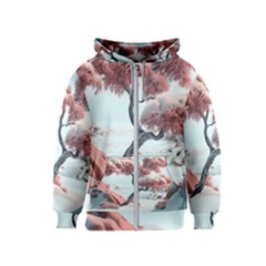 Color Snow Mountain Pretty Kids  Zipper Hoodie by Ravend