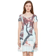 Color Snow Mountain Pretty Inside Out Cap Sleeve Dress by Ravend