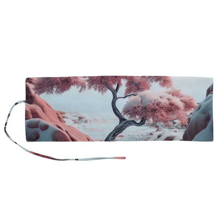 Color Snow Mountain Pretty Roll Up Canvas Pencil Holder (M)