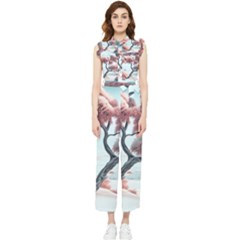 Color Snow Mountain Pretty Women s Frill Top Chiffon Jumpsuit by Ravend