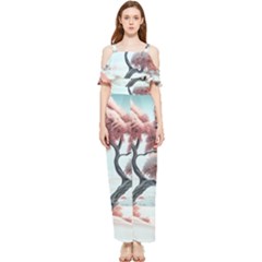 Color Snow Mountain Pretty Draped Sleeveless Chiffon Jumpsuit by Ravend