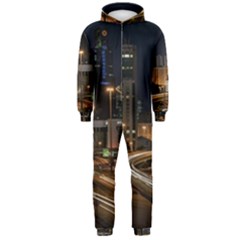 Skyscrapers Buildings Skyline Hooded Jumpsuit (men) by Ravend