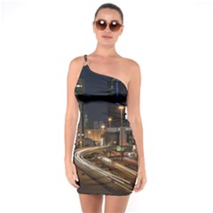 Skyscrapers Buildings Skyline One Soulder Bodycon Dress by Ravend