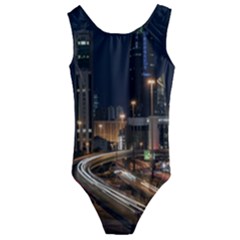 Skyscrapers Buildings Skyline Kids  Cut-out Back One Piece Swimsuit by Ravend