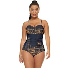 Skyscrapers Buildings Skyline Retro Full Coverage Swimsuit by Ravend