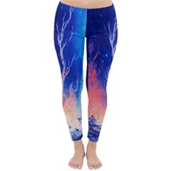 Winter Snow Mountain Fire Flame Classic Winter Leggings by Ravend