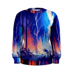 Winter Snow Mountain Fire Flame Women s Sweatshirt