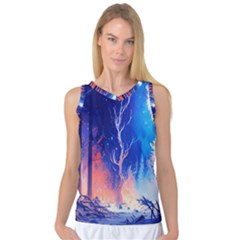 Winter Snow Mountain Fire Flame Women s Basketball Tank Top by Ravend