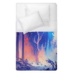 Winter Snow Mountain Fire Flame Duvet Cover (single Size) by Ravend