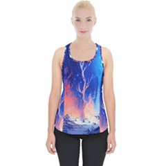 Winter Snow Mountain Fire Flame Piece Up Tank Top by Ravend