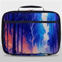 Winter Snow Mountain Fire Flame Full Print Lunch Bag by Ravend