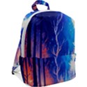 Winter Snow Mountain Fire Flame Zip Up Backpack View2