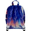 Winter Snow Mountain Fire Flame Zip Up Backpack View3