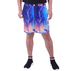 Winter Snow Mountain Fire Flame Men s Pocket Shorts by Ravend