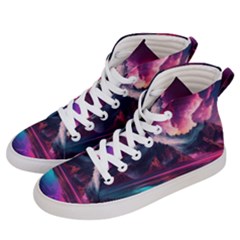 Ai Generated Mountain Ocean Lava Men s Hi-top Skate Sneakers by Ravend