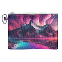 Ai Generated Mountain Ocean Lava Canvas Cosmetic Bag (xl) by Ravend