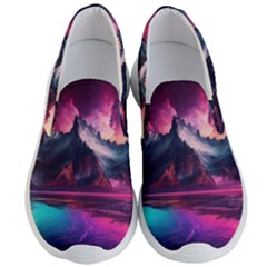 Ai Generated Mountain Ocean Lava Men s Lightweight Slip Ons by Ravend