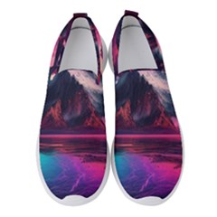 Ai Generated Mountain Ocean Lava Women s Slip On Sneakers by Ravend