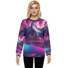 Ai Generated Mountain Ocean Lava Hidden Pocket Sweatshirt by Ravend