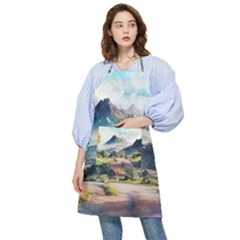 Countryside Trees Grass Mountain Pocket Apron by Ravend