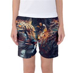 Leopard Feline Artwork Art Fantasy Women s Basketball Shorts by Ravend