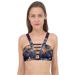 Leopard Feline Artwork Art Fantasy Cage Up Bikini Top by Ravend