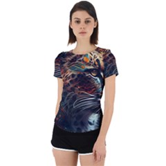 Leopard Feline Artwork Art Fantasy Back Cut Out Sport Tee by Ravend