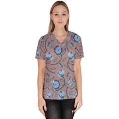 Flower Women s V-neck Scrub Top