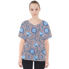 Flower V-neck Dolman Drape Top by zappwaits