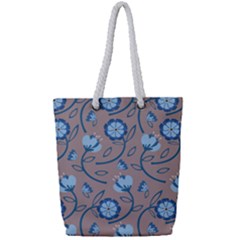 Flower Full Print Rope Handle Tote (small) by zappwaits